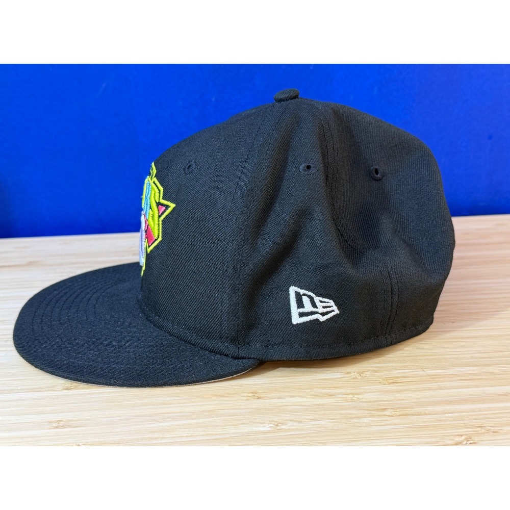 New Era 9FIFTY New York Knicks Snapback Hat Black Neon Logo NBA Cap OSFM - Picture 4 of 8